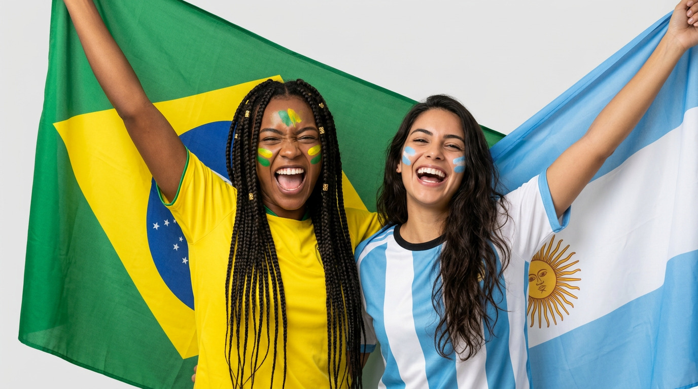 Argentina vs Brazil potential semi-final World Cup 2026 — rival football fans side by side in a stadium