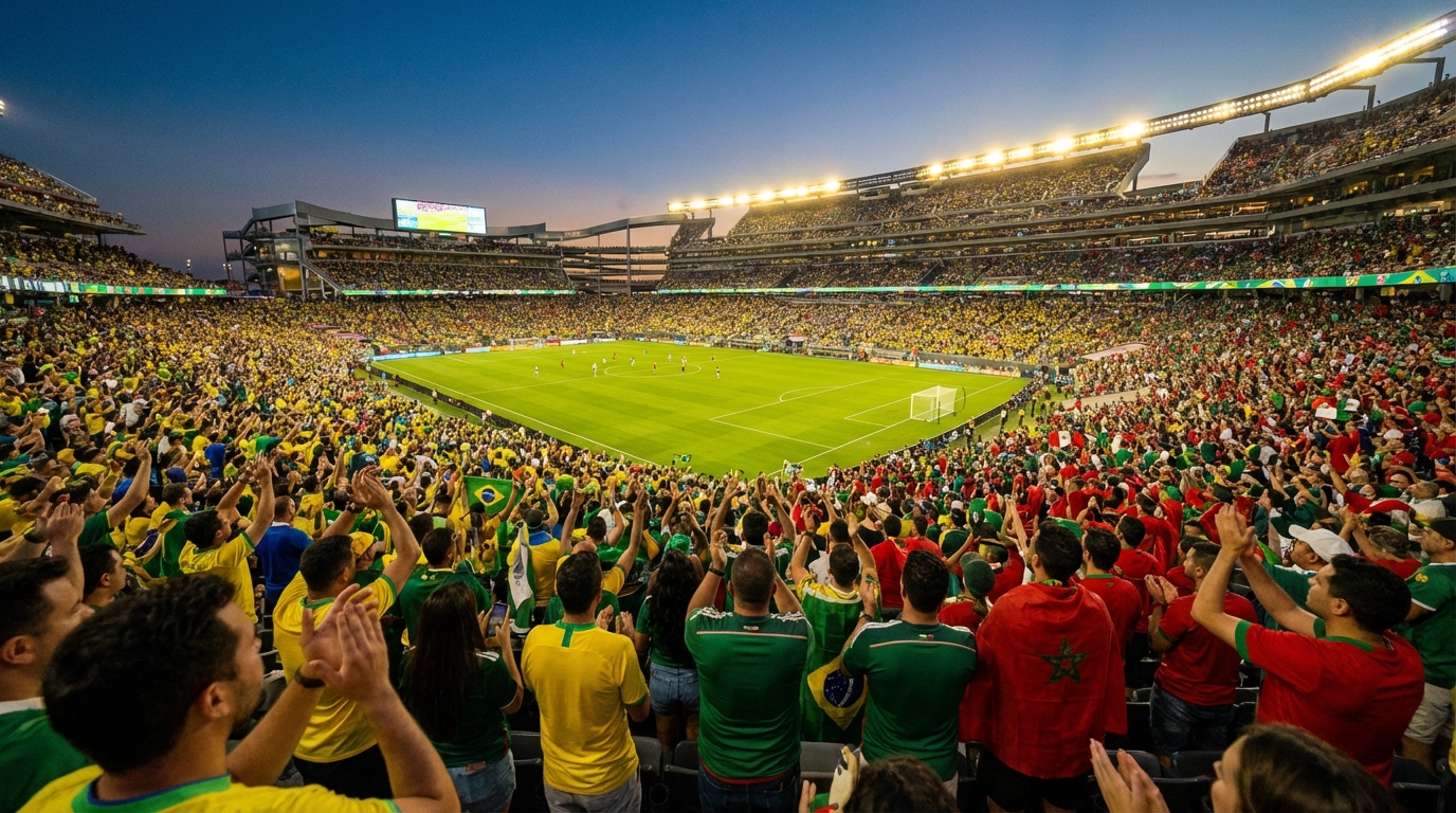 World Cup 2026 last minute tickets — fans celebrating inside a packed stadium on match day